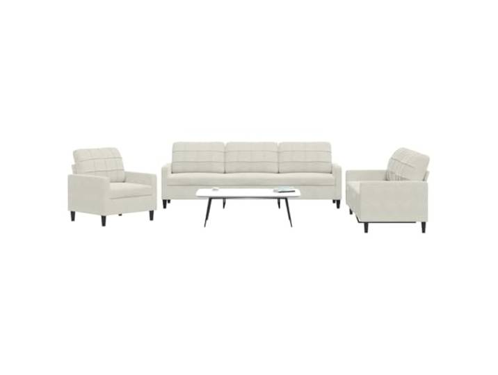 YUTAASU 3-TLG Sofagarnitur mit Kissen Creme Samt Metallgestell, Dick gepolstert, Modernes Design, Robust und Stabil