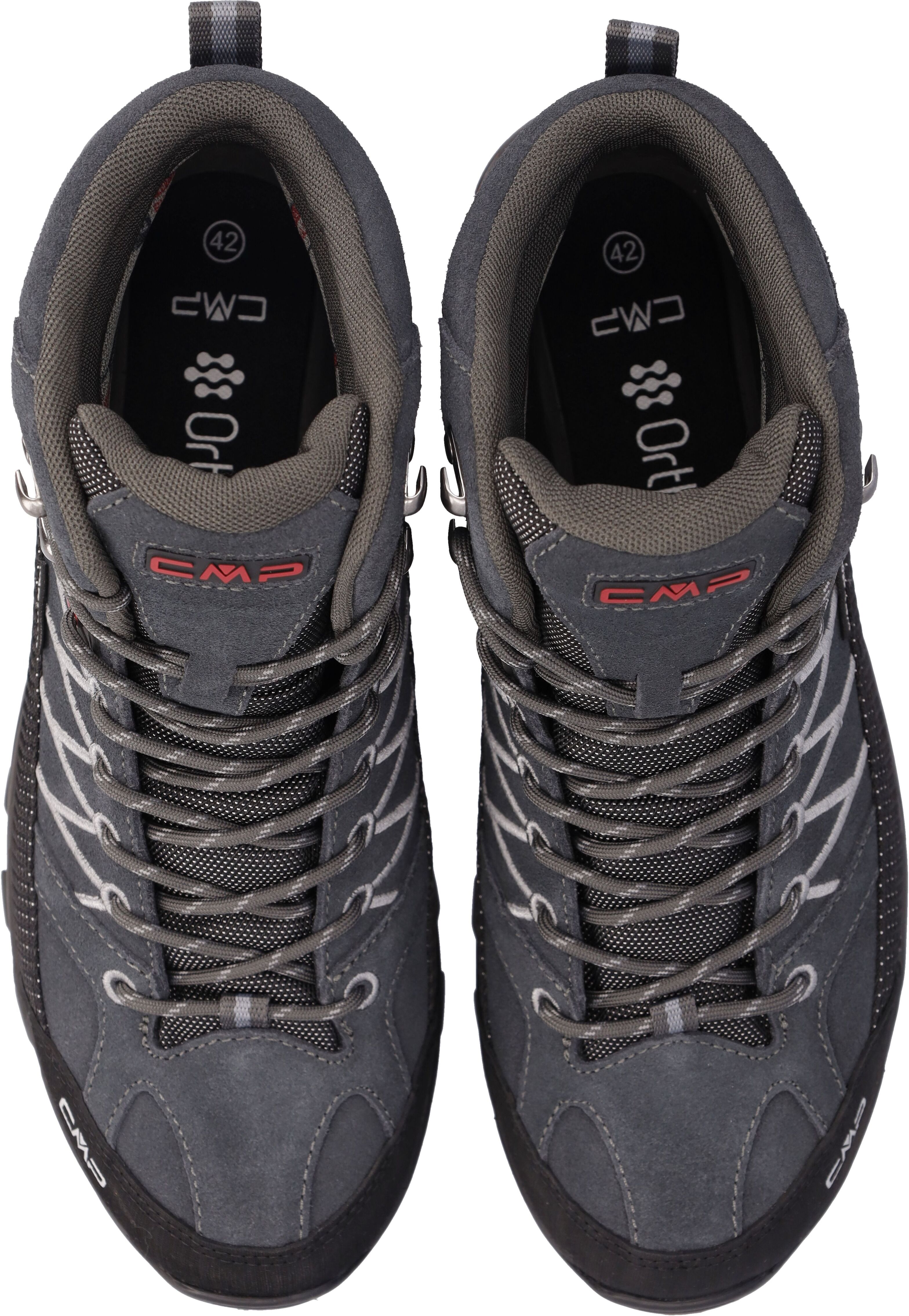 Wanderschuh CMP "RIGEL MID WP TREKKING SHOES", Herren, Gr. 41, Synthetik, grau (titanio, ferrari), Leder, Schuhe Wanderschuh, wasserdicht titanio, ferrari 41, Synthetik