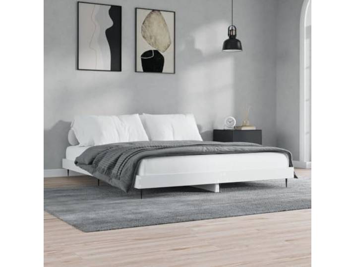 RJPLMFV Bettgestell, Weiß, 120 x 200 cm, Holz Robuste Metallfüße, Sperrholzlatten inklusive, Design Lattenrost