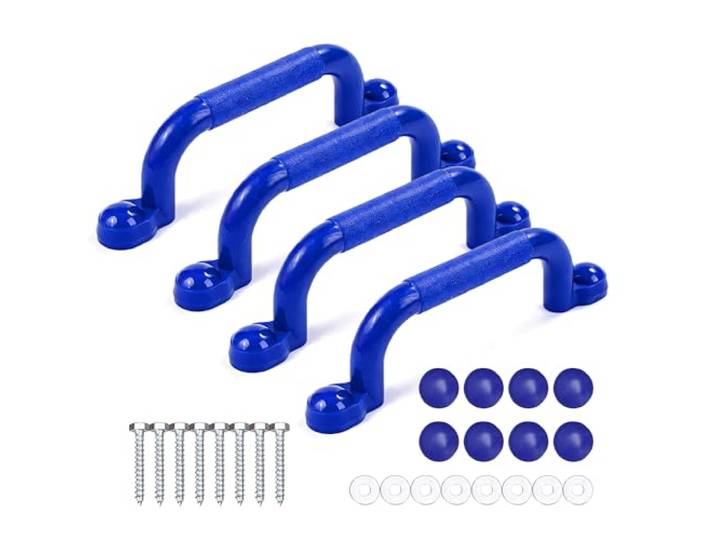 Relaxdays poignées\, Lot de 4\, jusqu'à 100 kg par poignée\, Plastique Bleu pour tour de jeux & lit mezzanine