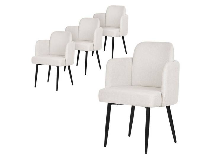 ML-DESIGN Polsterstuhl Esszimmerstühle mit Armlehne & Rückenlehne Ergonomische moderne Design, Armlehnstuhl mit Metallbeine 4er Set Beige Lounge Sessel bis 120kg