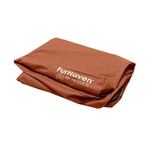 Furhaven Waterbestendig Hondenbed met Logo-print, Vervangbare Hoes, Kastanje, Groot