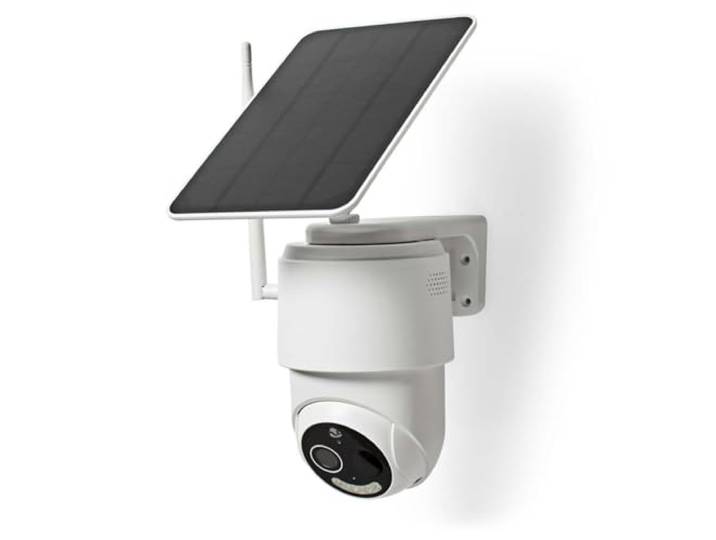 NEDIS SIMCBO50WT Caméra Extérieure 4G SmartLife Full HD 1080p Pan Tilt Motorisé IP65 Étanche Vision Nocturne Détection de Mouvement Stockage Cloud & microSD Blanc