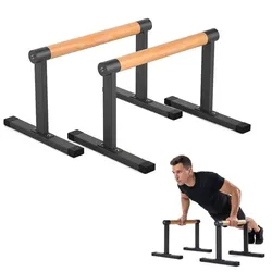 Relaxdays Parallettes aus Holz Hellbraun,Schwarz