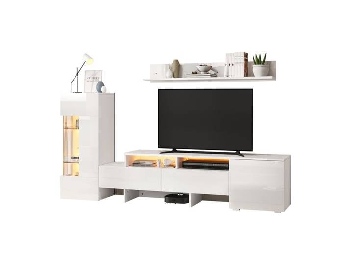 Ensemble meuble TV LED 3 pièces blanc 70 pouces