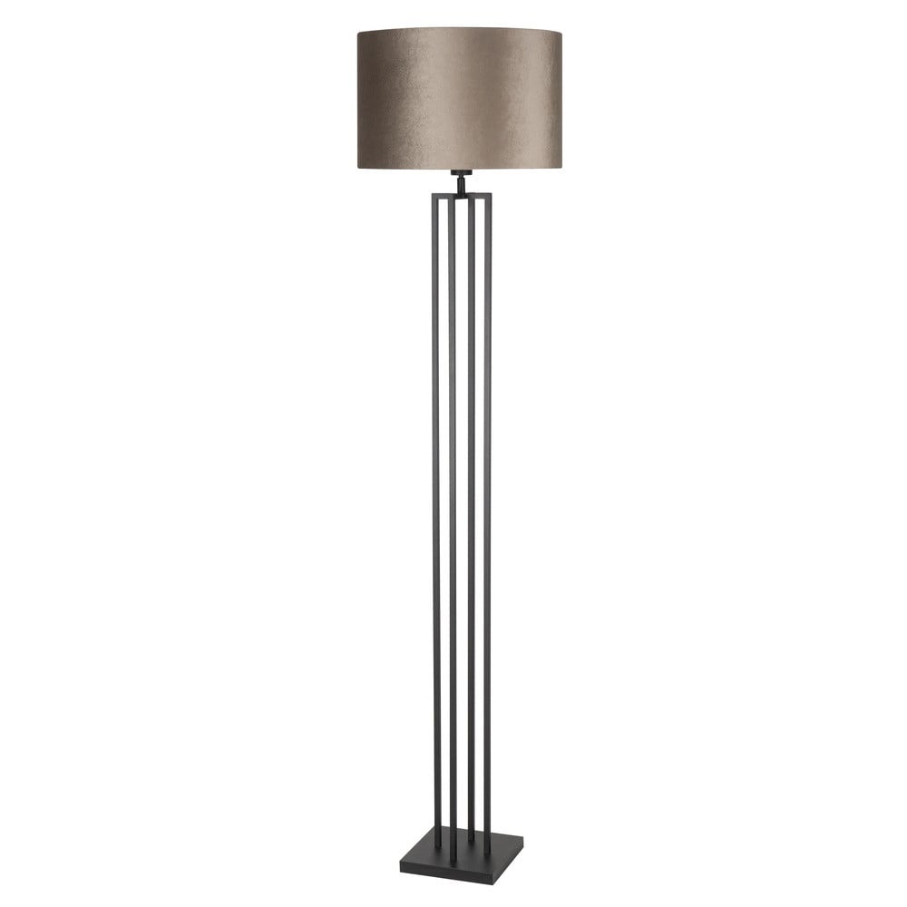 Vloerlamp Modena Highlight zwart en beige met stoffen kap