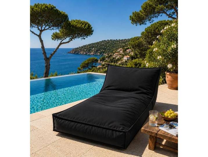 Matelas bain de soleil transat uni noir