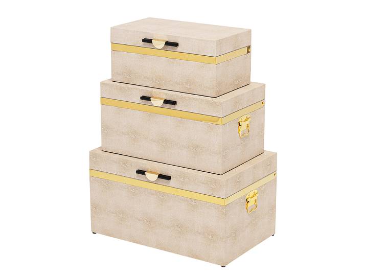Boîte de rangement Classy ensemble de 3 48 x 27 x 30cm Beige/Beige