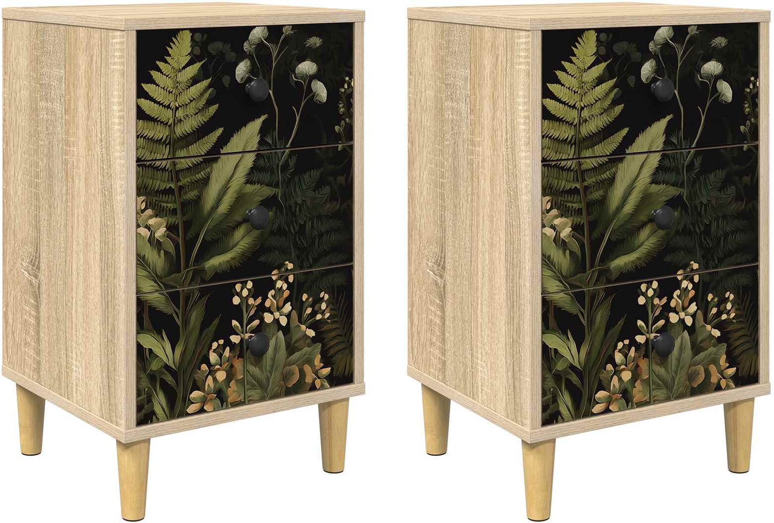 vidaXL Table de chevet RHENEN 2 pièces Chêne Sonoma 36 x 33 x 60 cm