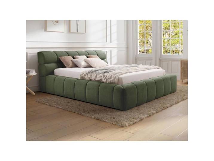 Lit coffre 180 x 200 cm - Tissu - Vert - FORVIK