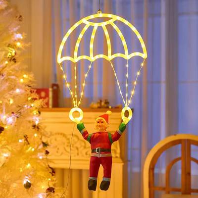 Inspired Living Santa Parachute Lantern LED String Lights Festive Window & Outdoor Holiday Decor colorful