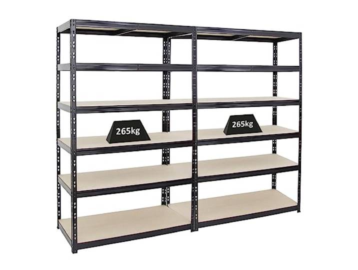 PROREGAL Mega Deal 2X Schwerlastregal Giant Tiger HxBxT 200x120x60cm Fachlast 265kg 6-Ebenen Schwarz Garagenregal Kellerregal, Werkstattregal