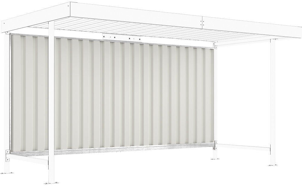Materialüberdachung Leipzig, dreiseitiges Komplettset, pulverbeschichtet, HxBxT 2360 x 4300 x 2200 mm WSM