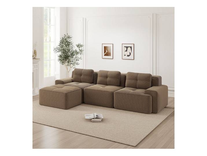 Odikalo Sofa Boneless Modulares Sofa kombinierbar Polstersofa Schlafsofa, Cloud Modulsofa Boneless L-förmiges Sofa, Modulares Sofa mit Ottoman, Modulares Cloud-Sofa, 3-Sitzer Corduroy-Cloud-Sofa für Wohnzimmer, Montagefreies Sofa
