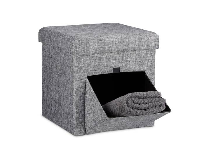 Faltbarer Sitzhocker mit Klappe Grau