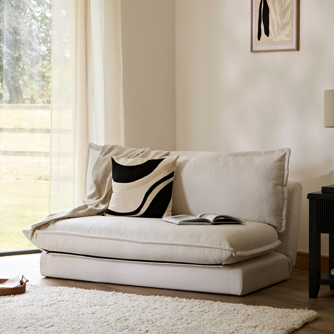 17 Stories 2 Seater Sofa Bed - Boucle White Double