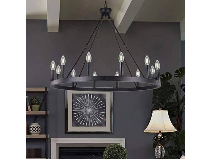 Lampes suspendues LED en métal noir de style américain, rétro, pour salon, loft, lustre E14, éclairage pour villa, escalier, luminaires LED, éclairage intérieur