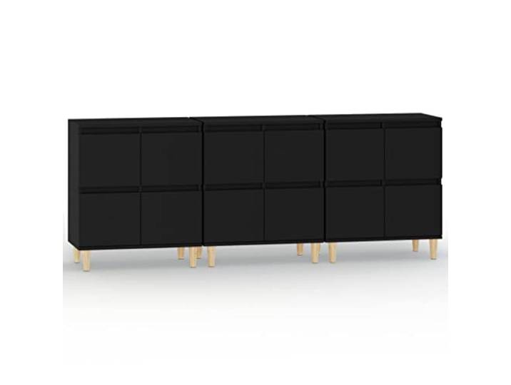 GHVBNMF 3er Set Sideboard Schwarz 60x35x70 cm Holzwerkstoff Kommode Flexibles 3er Set Anrichte in Schwarz mit 4 Fächern für Wohnzimmer und Schlafzimmer. Aus pflegeleichtem Holzwerkstoff.