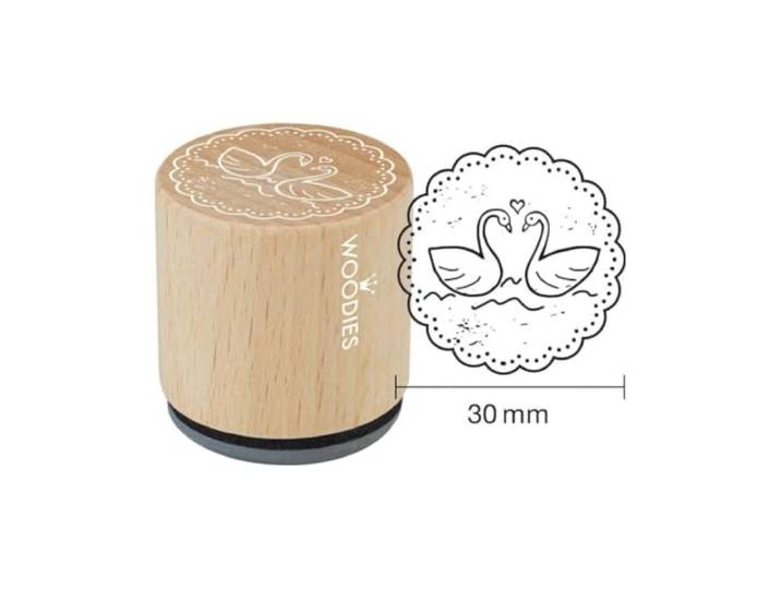 Woodies Houtstempel Zwanen, 3,4 x 3,4 x 3,5 cm