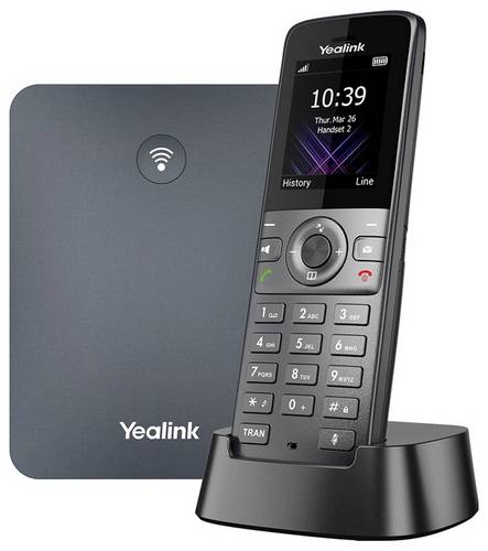 Yealink W74P DECT System Schnurgebundenes Telefon, VoIP Freisprechen, für Hörgeräte kompatibel Farbdisplay Grau