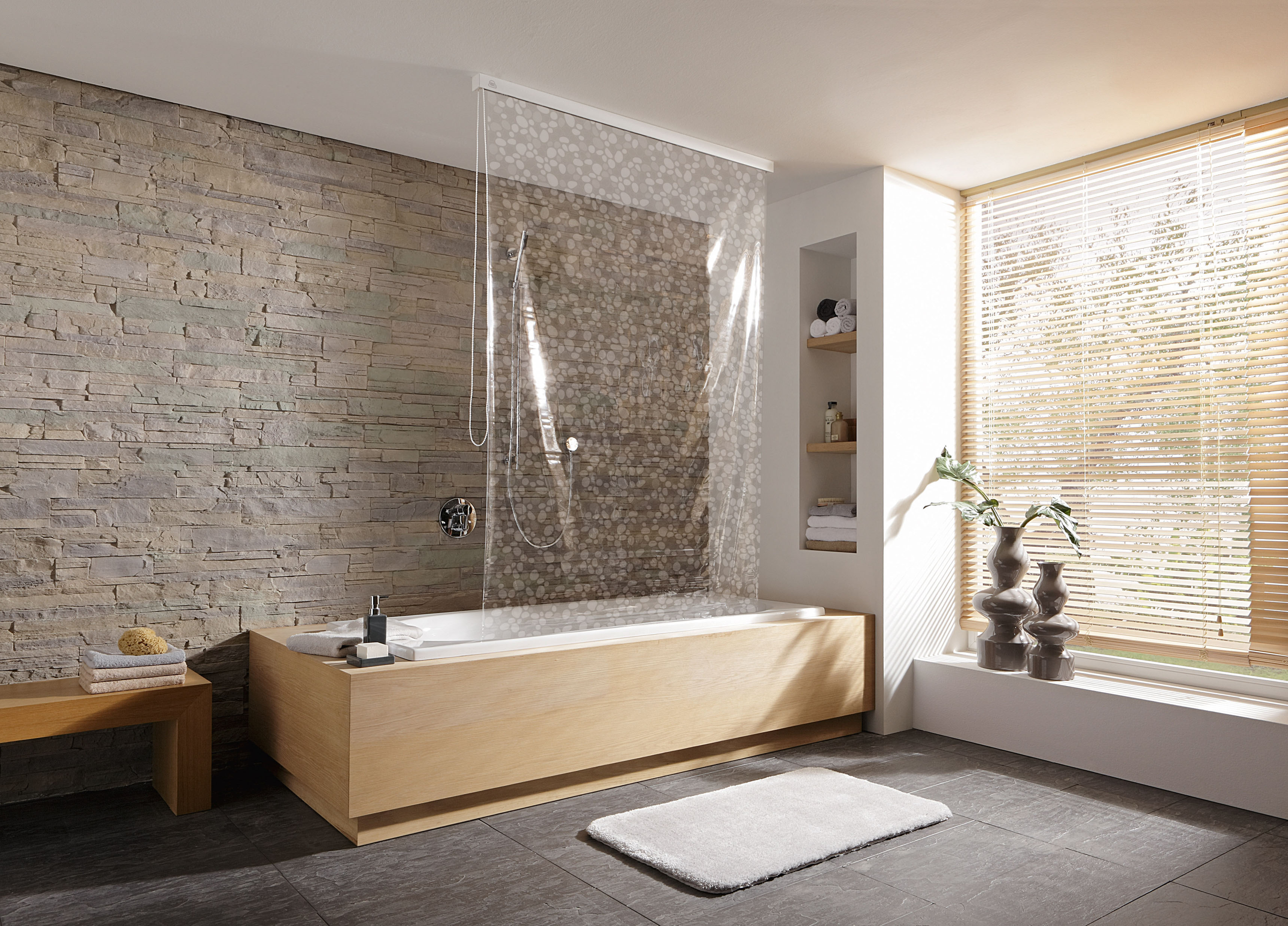 Duschrollo KLEINE WOLKE "Duschrollo Clear für Leerkassette", transparent (clear), B:128cm H:240cm, Kunststoff, Duschvorhänge, Duschrollo