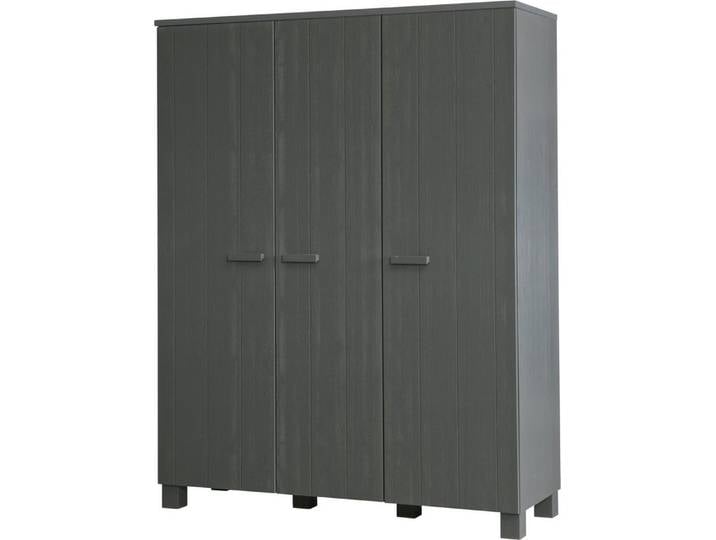 WOOOD Garderobenschrank Dennis Mehrzweckschrank mit gebürsteter Oberfläche FSC® Kiefer massiv, gebürstet, Höhe 202 cm
