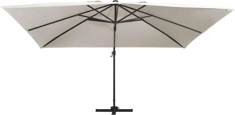 vidaXL Ampelschirm mit LED-Beleuchtung Alu-Mast 400x300 cm Sandweiß