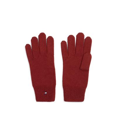 Strickhandschuhe TOMMY HILFIGER "TH FLAG KNIT", Damen, autumn rot, Baumwollmischung, Handschuhe, mit Woll-Anteil