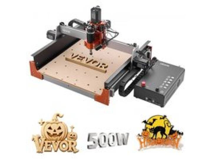 VEVOR Routeur CNC Broche 500 W Machine de Gravure CNC 3 Axes pour Fraisage Bois Acrylique Alu, avec Doubles Rails Linéaires et Vis à Billes, Zone de Travail 400x400x95 mm, Structure en Alliage d'Alu