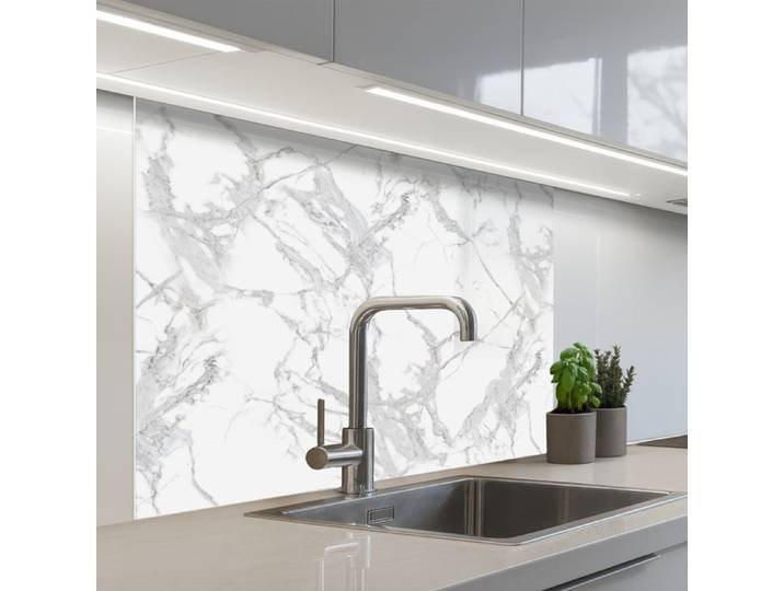 KitchenYeah crédence de cuisine Motif Marbre Pur Veines Grises 100x80cm
