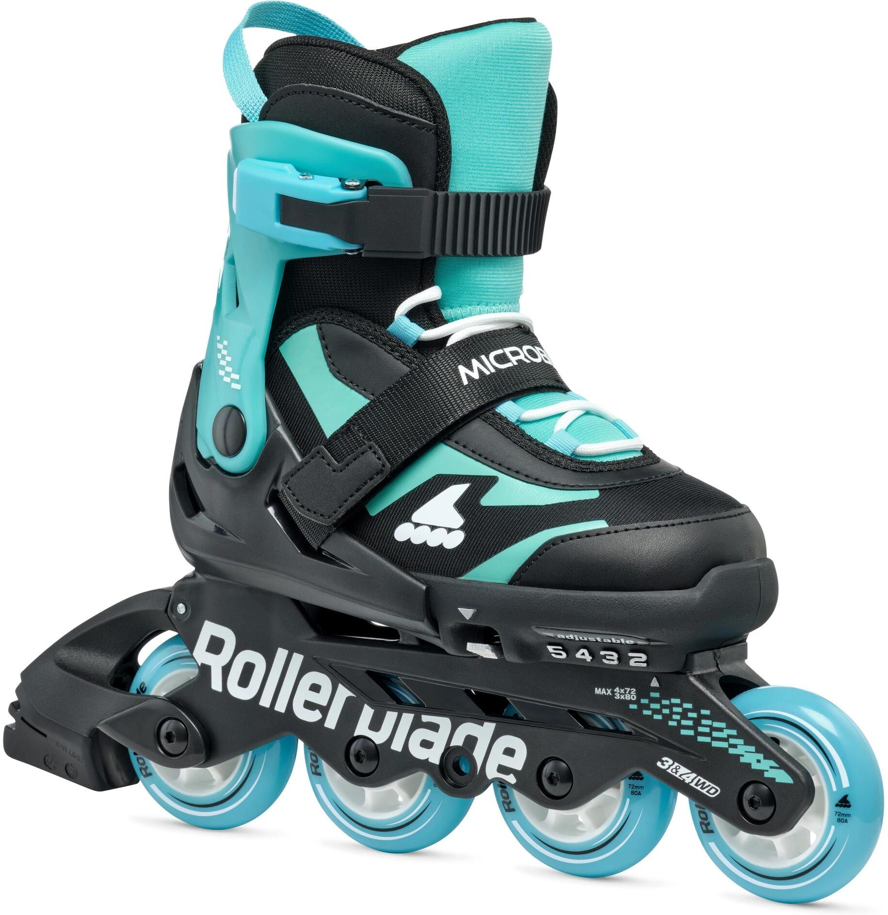 Inlineskates ROLLERBLADE "Microblade 36.5-40.5", blau (hellblau, schwarz), Inlineskates_Rollschuhe, Kinder, (bis ), Inlineskates hellblau, schwarz (bis )