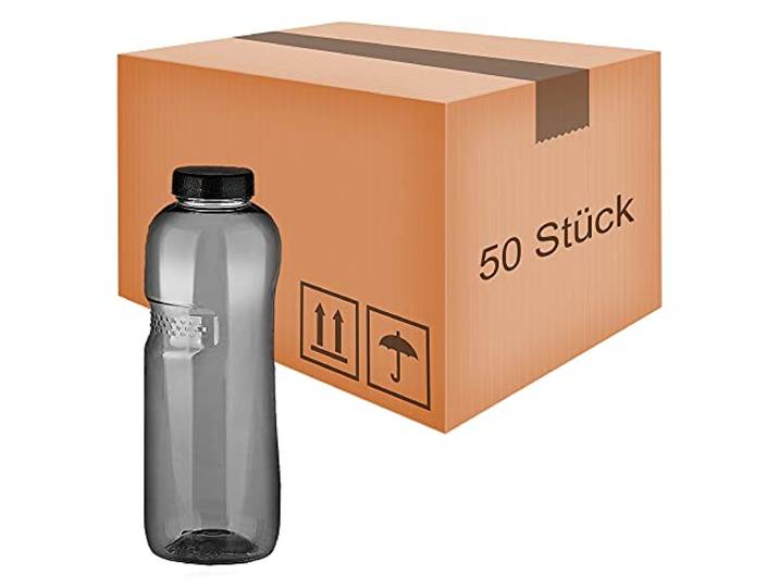 Kavodrink 50 x Tritan Trinkflasche 0,75L Wasserflasche schwarz Sportflasche BPA frei Flasche 750ml