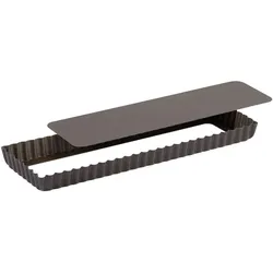 Rechteckige, geriffelte Tarteform mit beweglichem Boden - 350 x 110 mm - Gobel