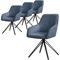 ESSZIMMERSTUHL 4er Set drehbar Blau Webstoff