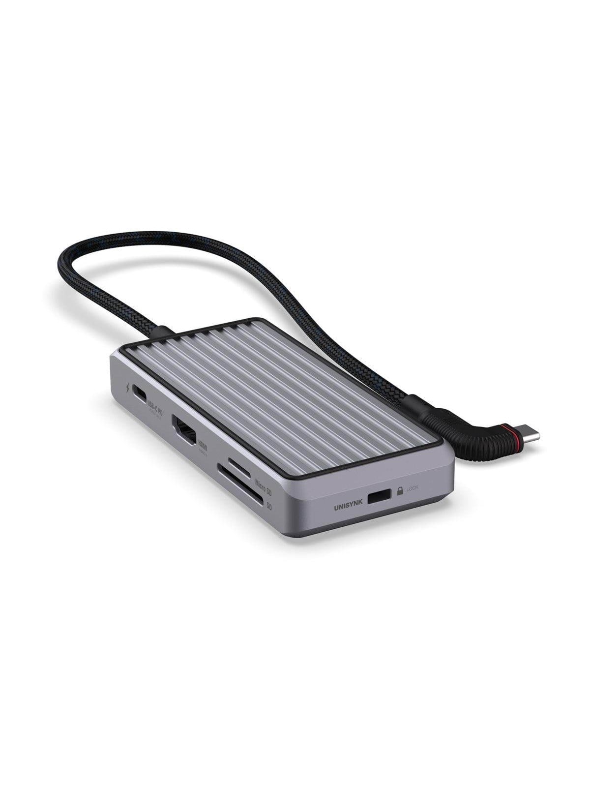 Unisynk 8 Port USB-C Hub V2 4K 60 HZ 100QW - Grey