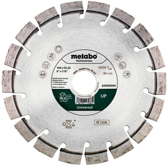 Meule de tronçonnage diamantée 150x22,23mm, « UP », Universal « professional » (628560000) ; Metabo (628560000)