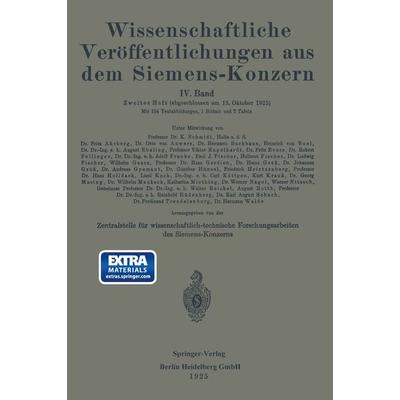 Wissenschaftliche Veröffentlichungen aus dem Siemens-Konzern, Taschenbuch von Ernst Dillan,Heinrich Boul,Ernst Junge,August Ebeling,Heinrich