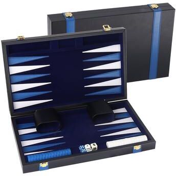 GSE Games & Sports Expert "GSE™ 11"" Leather Backgammon Board Game Set, Portable Folding Backgammon Board Game with Game Pieces - Small"