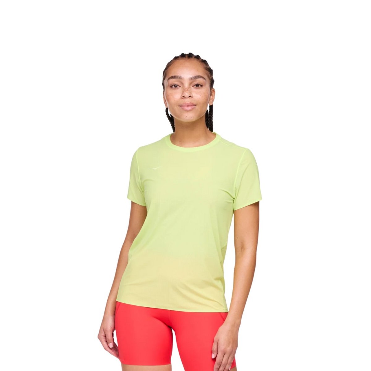 Camiseta feminina Hoka Airolite verde amarelo, Tamanho S Mulher