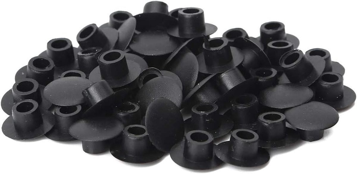 Gatdoppen Kunststof Afdekkappen Zwart - 50 Stuks
