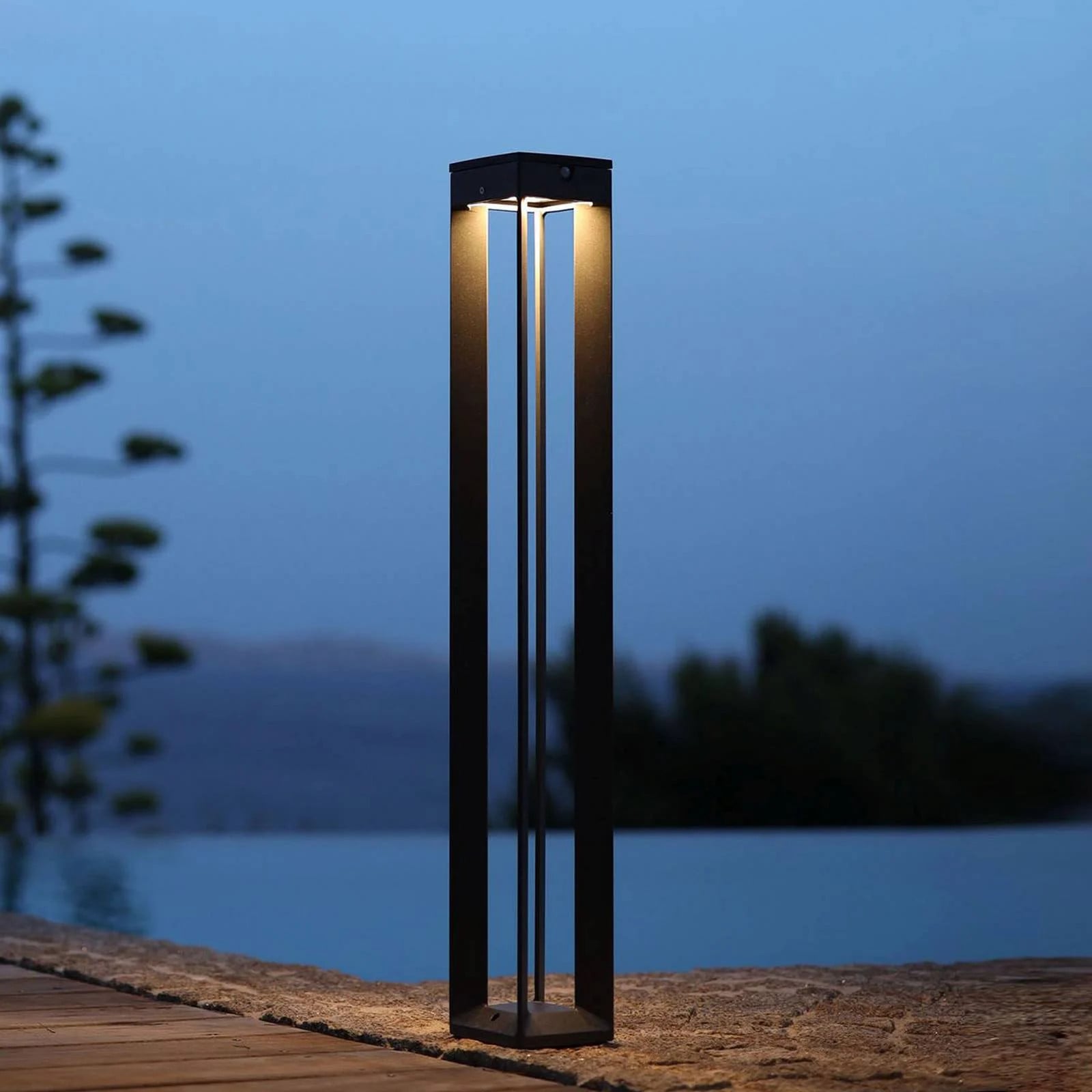 Les Jardins Solar LED tuinlamp Borne met bewegingssensor en dimfunctie, grijs, Hoogte: 90 cm