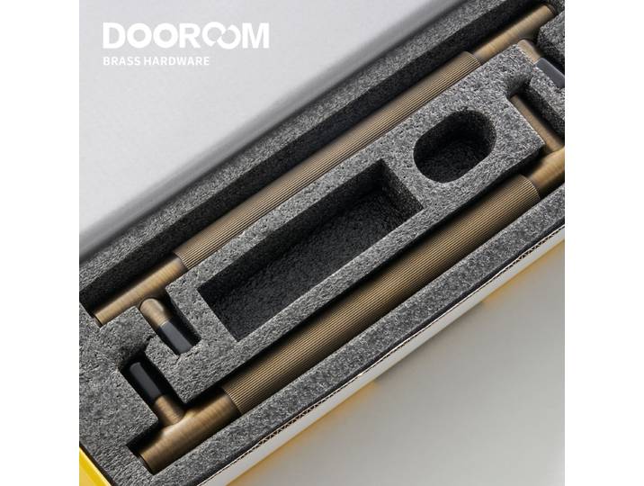 Dooroom-Poignée de porte en laiton antique double face, barre côtelée linéaire, porte en bois, porte en verre, poignée de salle de douche