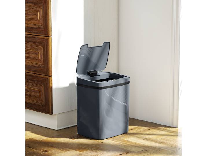 HOMCOM Poubelle Automatique 15L Gris pour Cuisine/Bureau