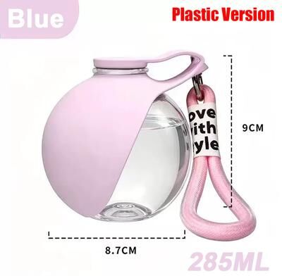 Universal Stock Portable Dog Water Bottle With Stainless Steel Bottle & Silicone Bowl For Travel pink