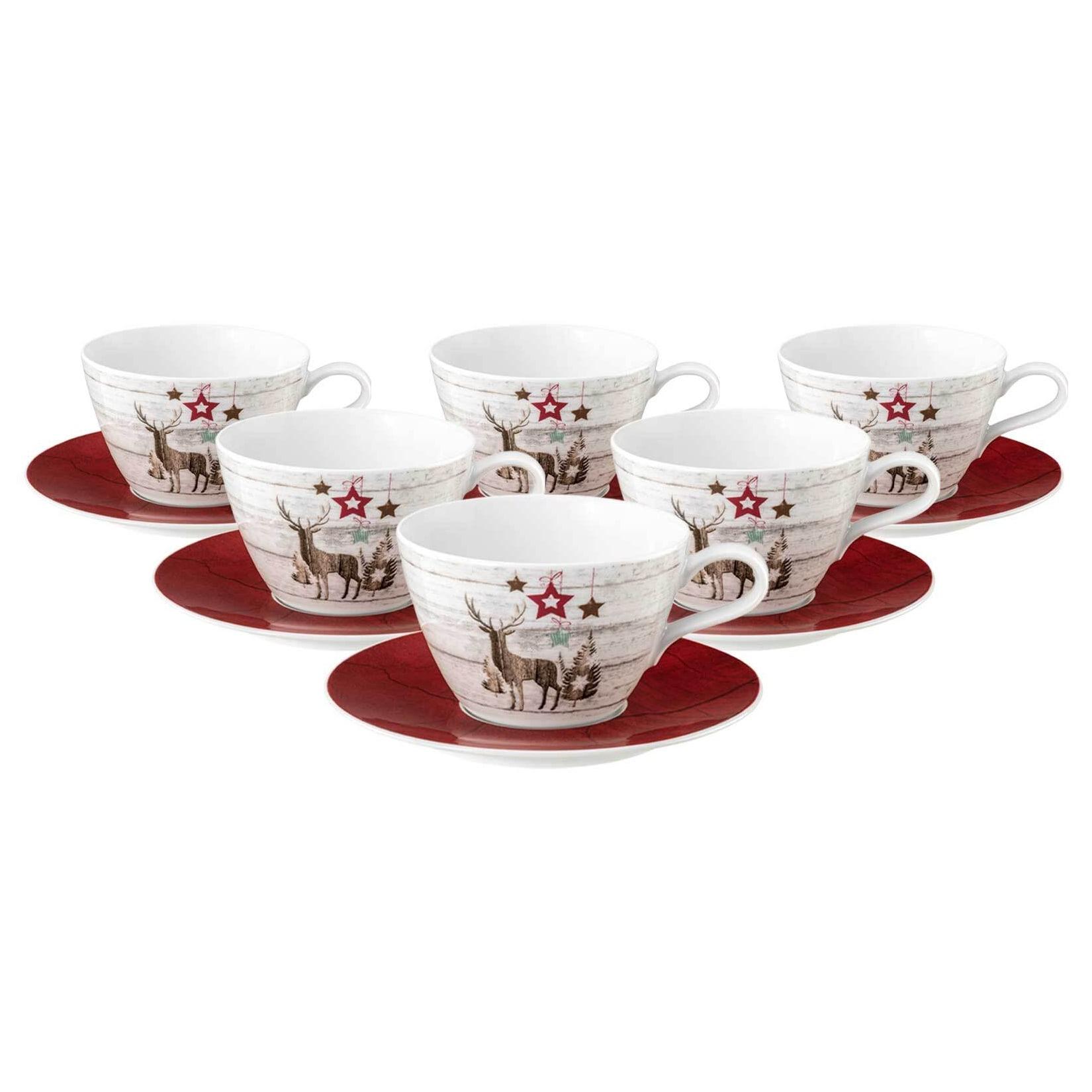 Seltmann Weiden Milchkaffeetassen mit Untertassen Life Christmas 370 ml 6er Set