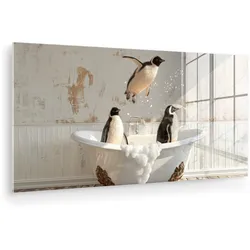 ACRYLGLASBILD Vintage - Pinguin - Badewanne - Schaumstoff 120x60 cm
