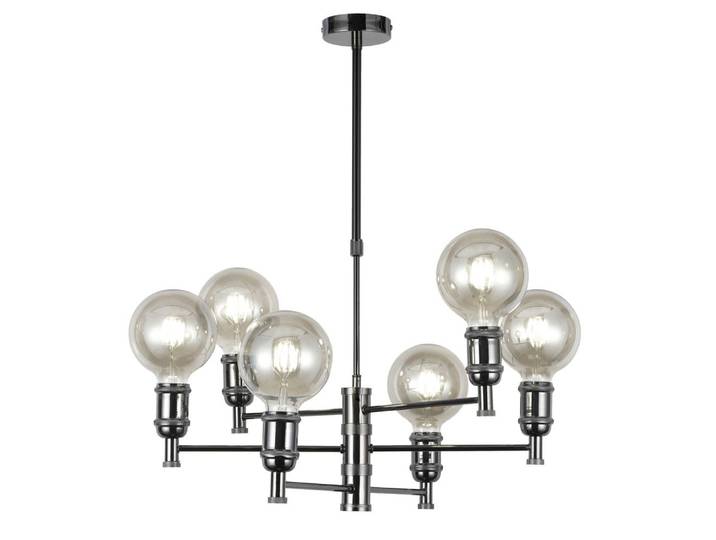 Lustre graphite 6 lumières métal noir rétro