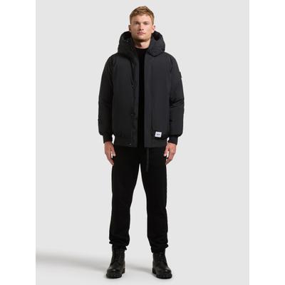 Steppjacke KHUJO "BENSON", Herren, Gr. XXL, schwarz (nightfall navy), Web, 100% Nylon, unifarben, regular fit taillenlang, eingesetzt Rippstrickbündchen, Jacken Steppjacke