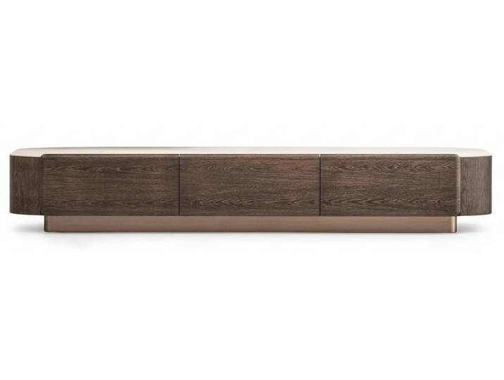 JVmoebel Lowboard TV-Board Moderner Stil Braun Holz Travertin Minimalistisch Hochwertig, Made in Europa