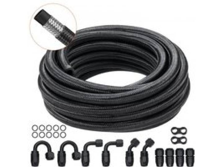 VEVOR 6-AN-Kraftstoffleitungssatz, 609,6 cm Kraftstoffschlauchsatz, 0,34 -Nylon-Edelstahl-Geflecht-Kraftstoffleitungs-Öl-/Gas-/Diesel-Schlauchendstück-Anschlusssatz 12-teiliger Drehgelenk-Adaptersatz